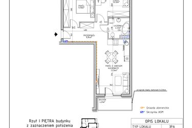 Rzut - Mieszkanie na sprzedaż 3 pokoje o powierzchni 57,21 m² - numer 42 w Osiedle OdNowa K5