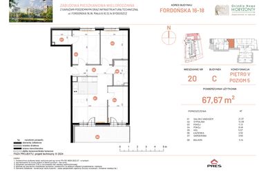 Rzut - Mieszkanie na sprzedaż 4 pokoje o powierzchni 67,67 m² - numer 16.20 w Osiedle Nowe Horyzonty etap II