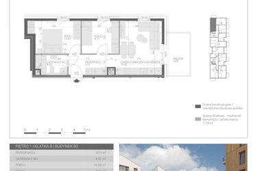 Rzut - Mieszkanie na sprzedaż 3 pokoje o powierzchni 44,29 m² - numer M-24 w Forma Augustów