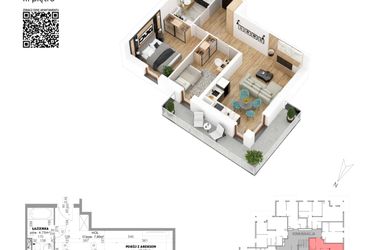 Rzut - Mieszkanie na sprzedaż 3 pokoje o powierzchni 53,23 m² - numer 21 w Villa Park - Etap IV