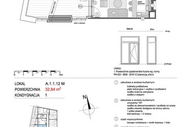Rzut - Mieszkanie na sprzedaż 1 pokój o powierzchni 33 m² - numer A.1.1.12M w Mikołajki Apartamenty