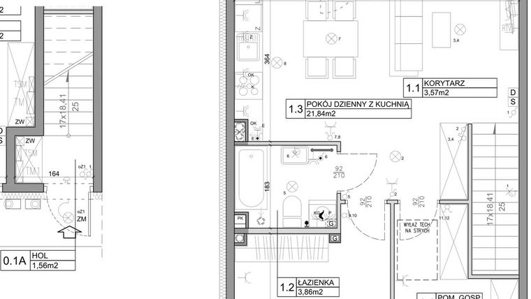 Rzut - Mieszkanie na sprzedaż 3 pokoje o powierzchni 58,82 m² - numer 24 w Manufaktura Marki 2 etap II