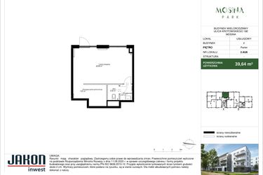 Rzut - Lokal użytkowy na sprzedaż 1 pokój o powierzchni 39,64 m² - numer 2.AU6 w Mosina Park