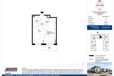 Rzut - Mieszkanie na sprzedaż 2 pokoje o powierzchni 41,54 m² - numer D.C61 w Wieruszowska D