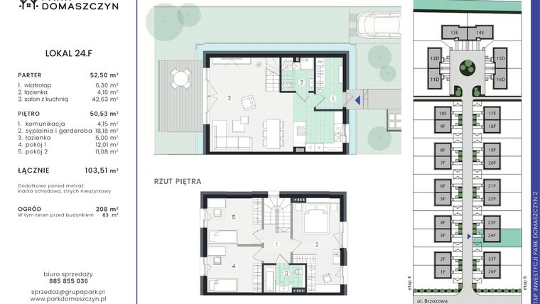 Rzut - Dom na sprzedaż 5 pokoi o powierzchni 103,51 m² - numer 24F w Park Domaszczyn 2 - etap 5