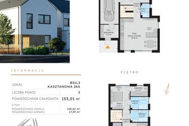 Rzut - Dom na sprzedaż 5 pokoi o powierzchni 153,01 m² - numer B31L2 w Szczodre etap V