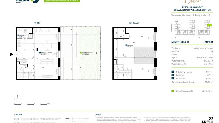 Rzut - Mieszkanie na sprzedaż 1 pokój o powierzchni 79,74 m² - numer BH0001 w Viva Cité