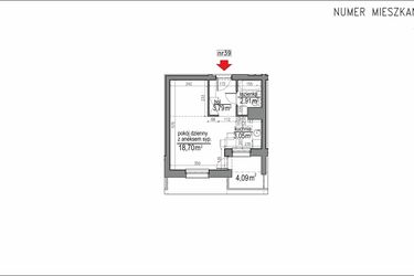 Rzut - Mieszkanie na sprzedaż 1 pokój o powierzchni 28,45 m² - numer 3m.39 w Osiedle Rytm etap 2