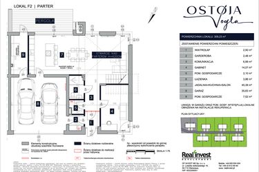 Rzut - Dom na sprzedaż 6 pokoi o powierzchni 309,23 m² - numer F2 w Ostoja Vogla