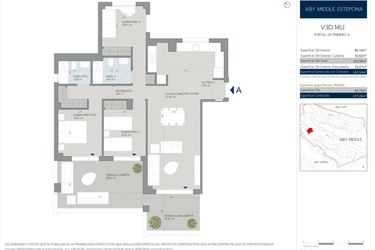 Rzut - Mieszkanie na sprzedaż 3 pokoje o powierzchni 124 m² - numer 4.1.A w Aby Middle