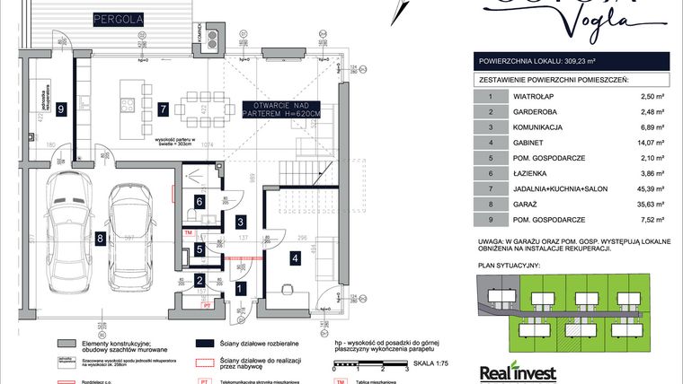 Rzut - Dom na sprzedaż 6 pokoi o powierzchni 312,23 m² - numer F2 w Ostoja Vogla