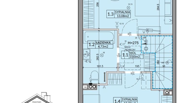 Rzut - Dom na sprzedaż 3 pokoje o powierzchni 72,53 m² - numer 99A w Nova Magdalenka 7 etap VII-VIII