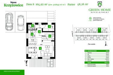Rzut - Dom na sprzedaż 5 pokoi o powierzchni 104,92 m² - numer 8 w Nowe Krzyżowice II