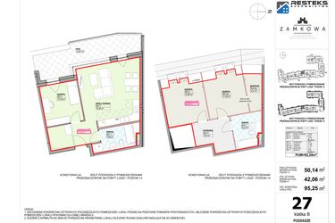 Rzut - Mieszkanie na sprzedaż 4 pokoje o powierzchni 92,2 m² - numer B.27 w Kamienica Zamkowa