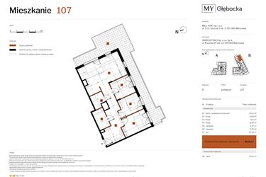 Rzut - Mieszkanie na sprzedaż 4 pokoje o powierzchni 81,14 m² - numer 107 w MY Głębocka