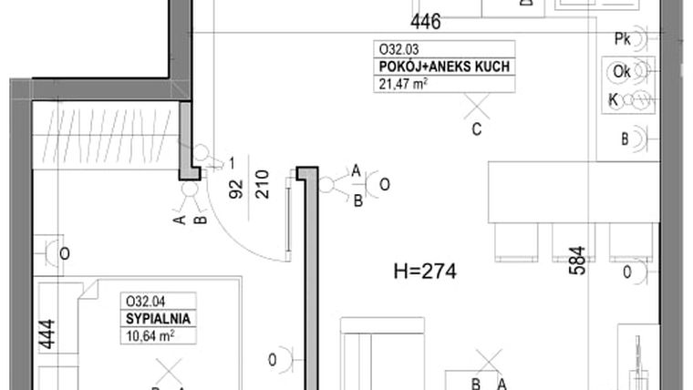 Rzut - Mieszkanie na sprzedaż 2 pokoje o powierzchni 40,96 m² - numer O32 w Miasto Ogród 6 - OSLO i SZTOKHOLM