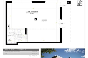 Rzut - Lokal użytkowy na sprzedaż 1 pokój o powierzchni 84,93 m² - numer U2 w Osiedle Parkowa