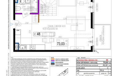 Rzut - Mieszkanie na sprzedaż 1 pokój o powierzchni 73,03 m² - numer 48 w Strumykowa
