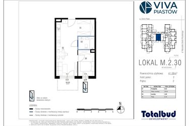 Rzut - Mieszkanie na sprzedaż 2 pokoje o powierzchni 41,08 m² - numer M.2.30 w Viva Piastów