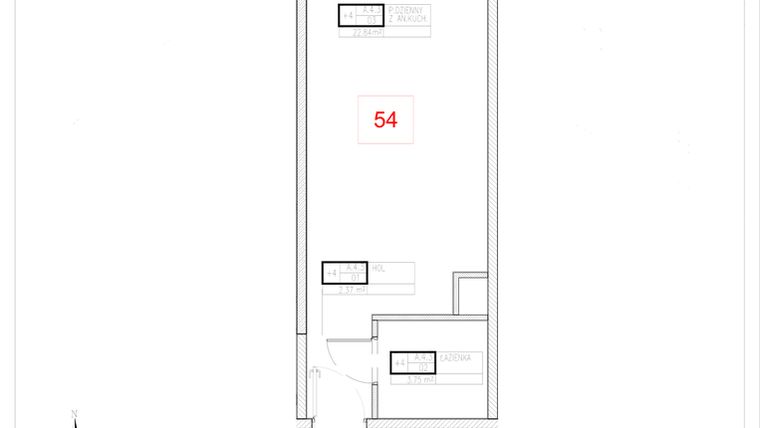 Rzut - Mieszkanie na sprzedaż 1 pokój o powierzchni 28,96 m² - numer A4-3 w Rezydencja Ogród Saski etap I i II