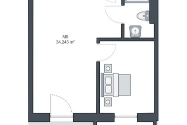 Rzut - Mieszkanie na sprzedaż 2 pokoje o powierzchni 34,23 m² - numer M9 w TARASY GĄSKI