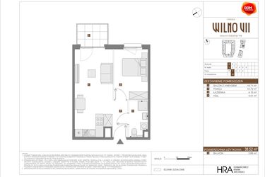 Rzut - Mieszkanie na sprzedaż 2 pokoje o powierzchni 38,52 m² - numer A.18 w Osiedle Wilno VII etap 3