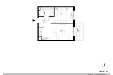 Rzut - Mieszkanie na sprzedaż 2 pokoje o powierzchni 37 m² - numer A1-1-8 w Hipoteczna Park