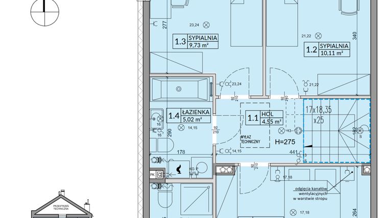 Rzut - Dom na sprzedaż 5 pokoi o powierzchni 94,5 m² - numer 171A w Arkady Walendów etap 3 i 4