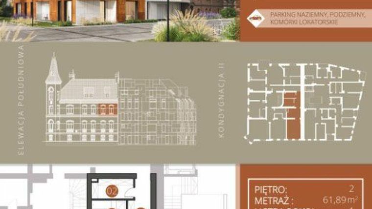 Rzut - Mieszkanie na sprzedaż 1 pokój o powierzchni 62,22 m² - numer A.2.2 w Browar Jedności