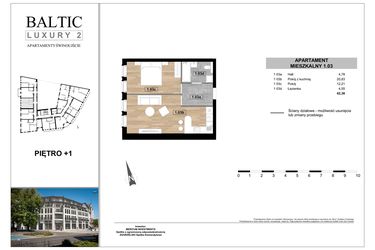 Rzut - Mieszkanie na sprzedaż 2 pokoje o powierzchni 42,38 m² - numer 1.03 w Baltic Luxury 2