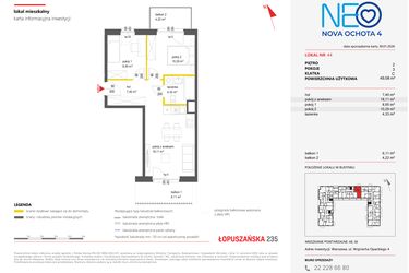 Rzut - Mieszkanie na sprzedaż 3 pokoje o powierzchni 49,08 m² - numer 44 w Neo Nova Ochota 4