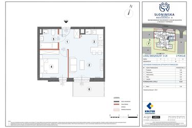 Rzut - Mieszkanie na sprzedaż 2 pokoje o powierzchni 35,26 m² - numer M26 w Słonimska Residence II
