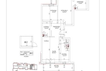 Rzut - Mieszkanie na sprzedaż 3 pokoje o powierzchni 68,78 m² - numer M-97 w Nałęczowska