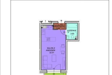Rzut - Mieszkanie na sprzedaż 1 pokój o powierzchni 28,12 m² - numer D18 w Osiedle Zuchów