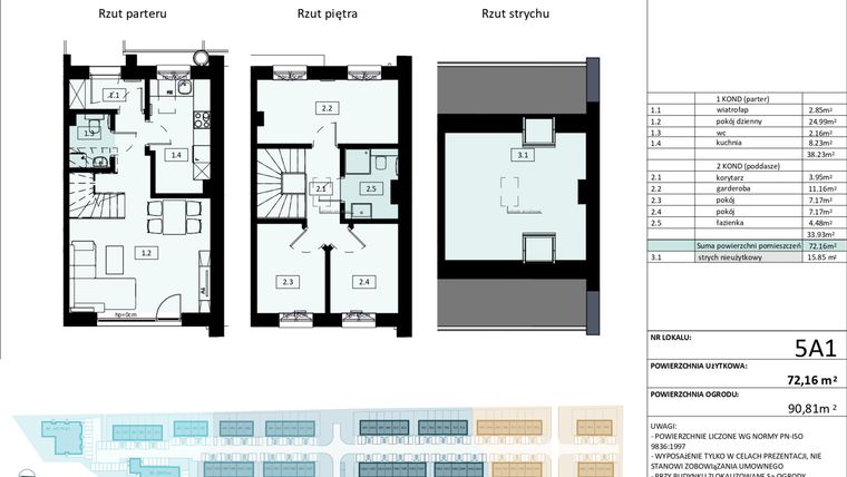 Rzut - Mieszkanie na sprzedaż 4 pokoje o powierzchni 72,16 m² - numer 5.A1 w Osiedle Primo