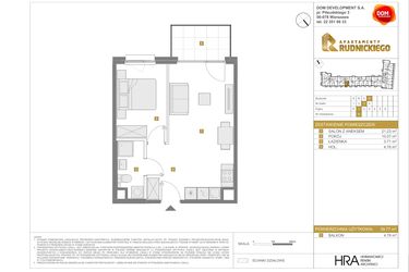 Rzut - Mieszkanie na sprzedaż 2 pokoje o powierzchni 39,77 m² - numer D.89 w Apartamenty Rudnickiego