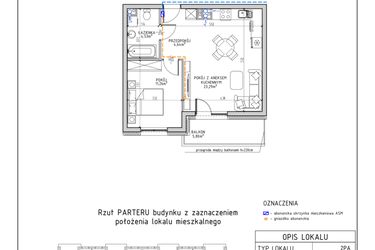 Rzut - Mieszkanie na sprzedaż 2 pokoje o powierzchni 43,72 m² - numer 8 w Osiedle Foresto