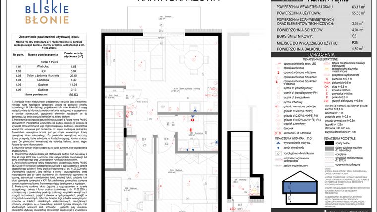 Rzut - Dom na sprzedaż 3 pokoje o powierzchni 55,53 m² - numer A2-2 w Bliskie Błonie