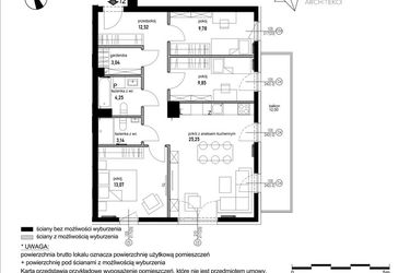 Rzut - Mieszkanie na sprzedaż 4 pokoje o powierzchni 83,96 m² - numer B7.12 w Andromeda