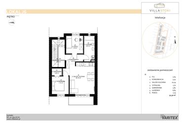 Rzut - Mieszkanie na sprzedaż 3 pokoje o powierzchni 52,3 m² - numer J6 w Villa Stoki (mieszkania)