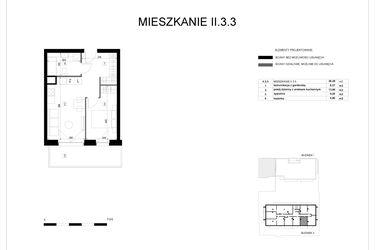 Rzut - Mieszkanie na sprzedaż 2 pokoje o powierzchni 36,28 m² - numer II.3.3 w Pryncypalna 66