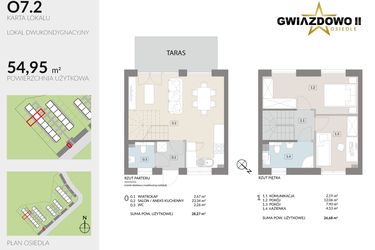 Rzut - Dom na sprzedaż 4 pokoje o powierzchni 54,95 m² - numer O7.2 w Gwiazdowo II