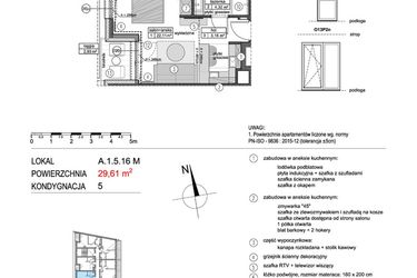 Rzut - Mieszkanie na sprzedaż 1 pokój o powierzchni 29,59 m² - numer A.1.5.16M w Mikołajki Apartamenty