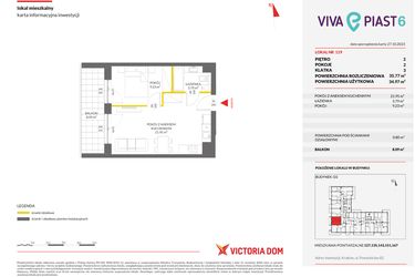 Rzut - Mieszkanie na sprzedaż 2 pokoje o powierzchni 35,77 m² - numer 119 w Viva Piast 6