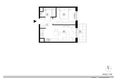 Rzut - Mieszkanie na sprzedaż 2 pokoje o powierzchni 36,64 m² - numer A1-3-26 w Hipoteczna Park
