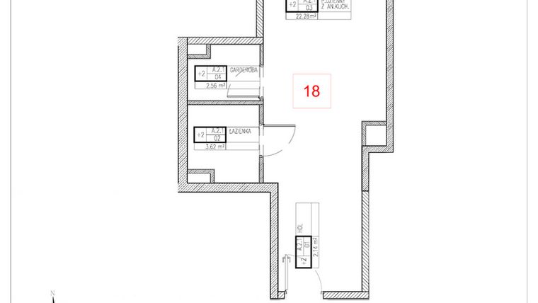 Rzut - Mieszkanie na sprzedaż 1 pokój o powierzchni 30,6 m² - numer A2.1 w Rezydencja Ogród Saski etap I i II