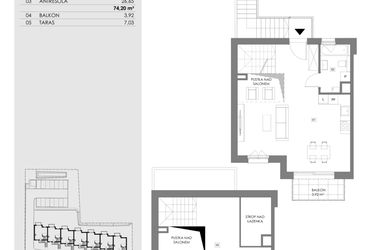 Rzut - Mieszkanie na sprzedaż 2 pokoje o powierzchni 74,2 m² - numer 14F.2 w Przystań Sobieszewo