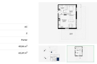 Rzut - Mieszkanie na sprzedaż 2 pokoje o powierzchni 49,84 m² - numer 6C0004 w Jaśminowy Mokotów etap VI