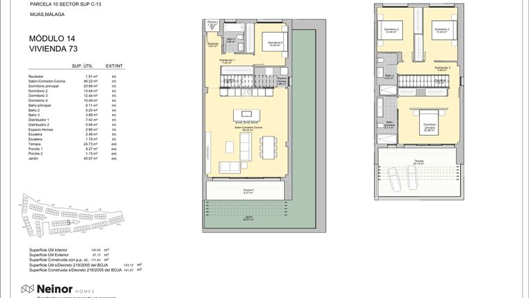 Rzut - Mieszkanie na sprzedaż 4 pokoje o powierzchni 140 m² - numer 14.73 w Evergreen Homes - Mijas
