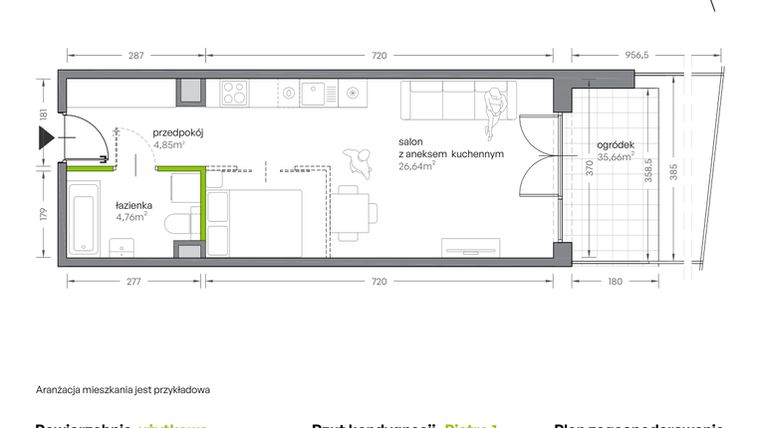 Rzut - Mieszkanie na sprzedaż 1 pokój o powierzchni 36,25 m² - numer A.052 w Żabiniec Vita